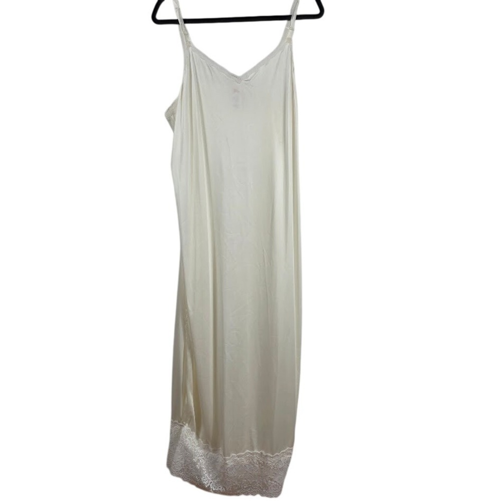 UPCYCLED VTG Full Slip /Extender Women L Cream Lace Trim Boho Bridal‎ Lingerie